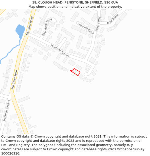 18, CLOUGH HEAD, PENISTONE, SHEFFIELD, S36 6UA: Location map and indicative extent of plot