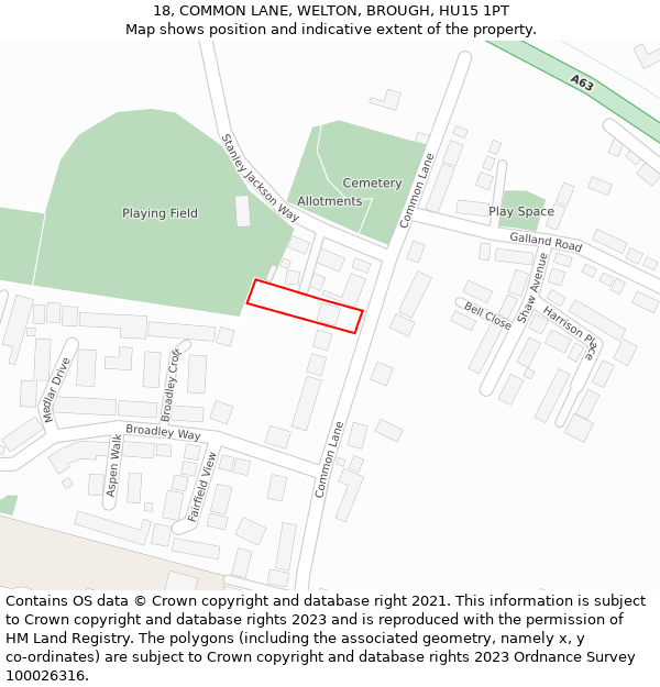 18, COMMON LANE, WELTON, BROUGH, HU15 1PT: Location map and indicative extent of plot