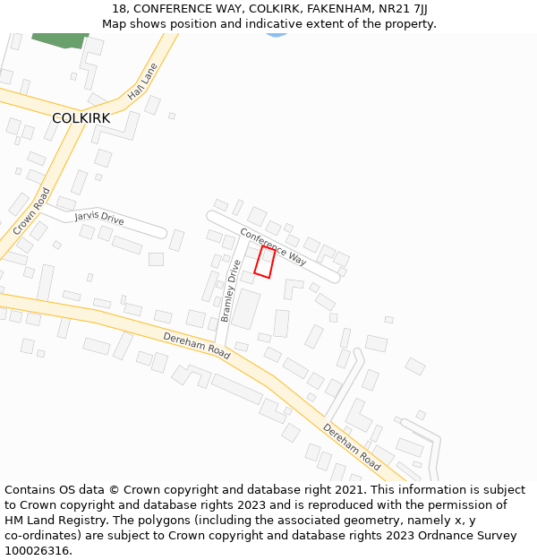 18, CONFERENCE WAY, COLKIRK, FAKENHAM, NR21 7JJ: Location map and indicative extent of plot