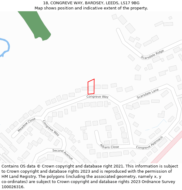 18, CONGREVE WAY, BARDSEY, LEEDS, LS17 9BG: Location map and indicative extent of plot