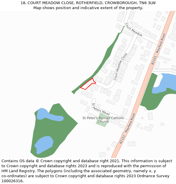 18, COURT MEADOW CLOSE, ROTHERFIELD, CROWBOROUGH, TN6 3LW: Location map and indicative extent of plot