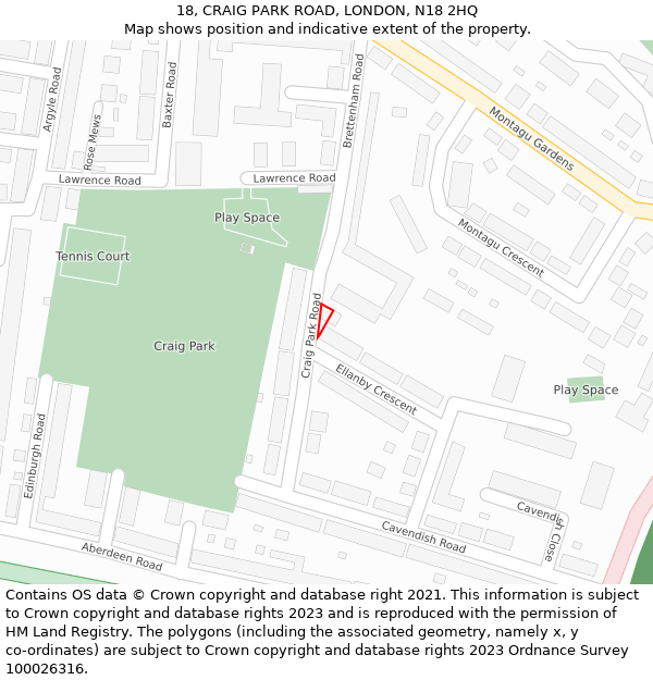 18, CRAIG PARK ROAD, LONDON, N18 2HQ: Location map and indicative extent of plot