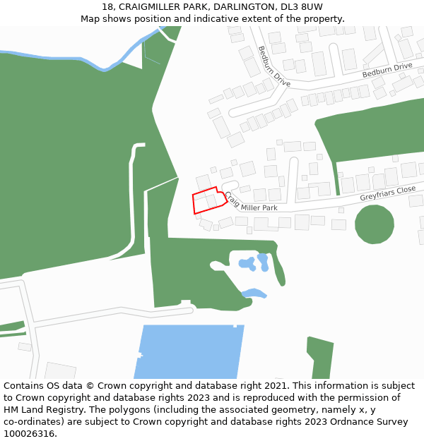 18, CRAIGMILLER PARK, DARLINGTON, DL3 8UW: Location map and indicative extent of plot