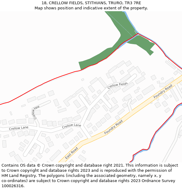 18, CRELLOW FIELDS, STITHIANS, TRURO, TR3 7RE: Location map and indicative extent of plot