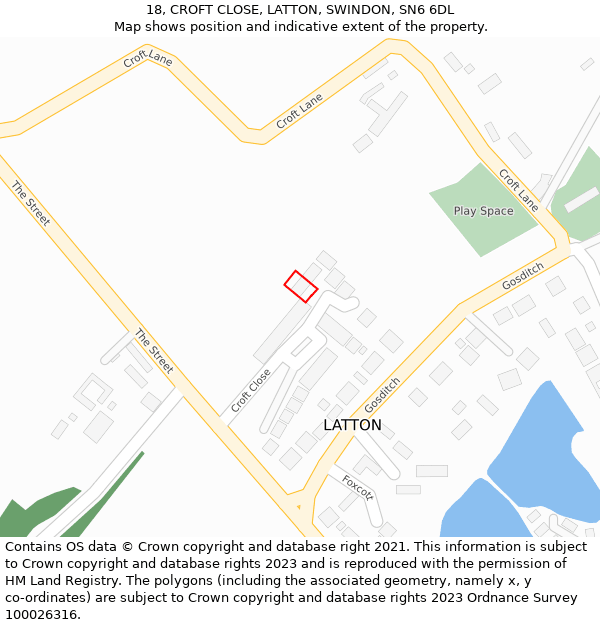 18, CROFT CLOSE, LATTON, SWINDON, SN6 6DL: Location map and indicative extent of plot