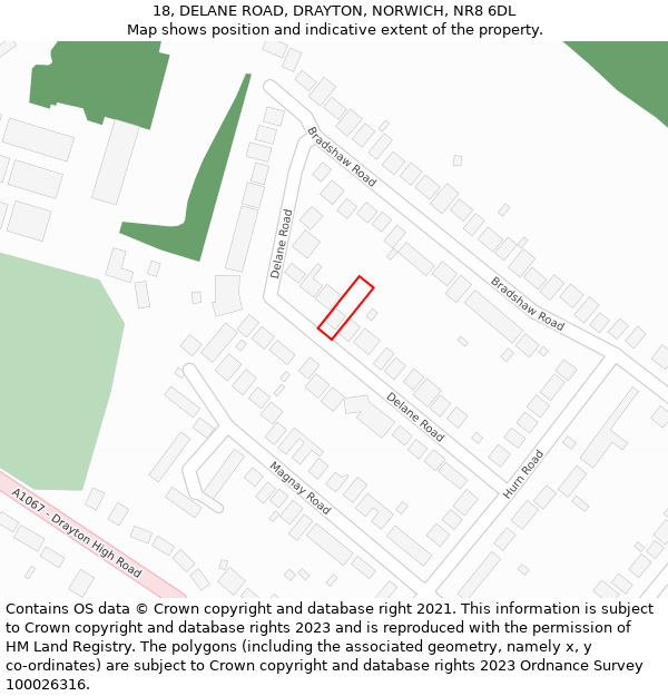 18, DELANE ROAD, DRAYTON, NORWICH, NR8 6DL: Location map and indicative extent of plot