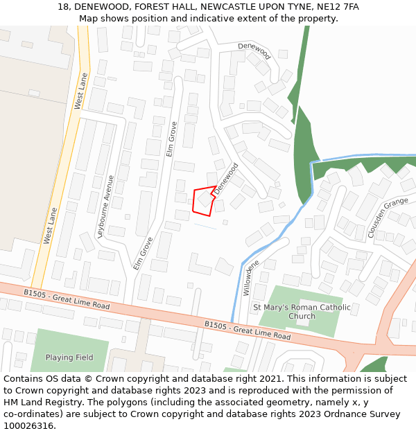 18, DENEWOOD, FOREST HALL, NEWCASTLE UPON TYNE, NE12 7FA: Location map and indicative extent of plot