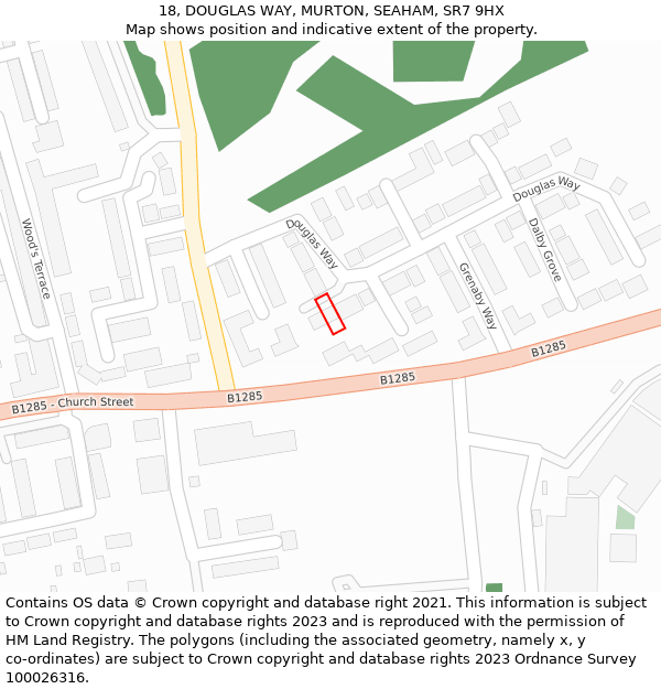 18, DOUGLAS WAY, MURTON, SEAHAM, SR7 9HX: Location map and indicative extent of plot