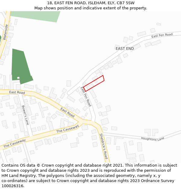 18, EAST FEN ROAD, ISLEHAM, ELY, CB7 5SW: Location map and indicative extent of plot