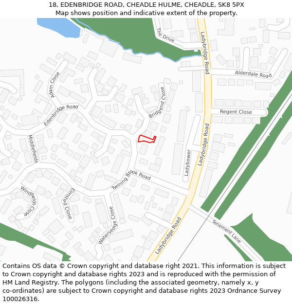 18, EDENBRIDGE ROAD, CHEADLE HULME, CHEADLE, SK8 5PX: Location map and indicative extent of plot