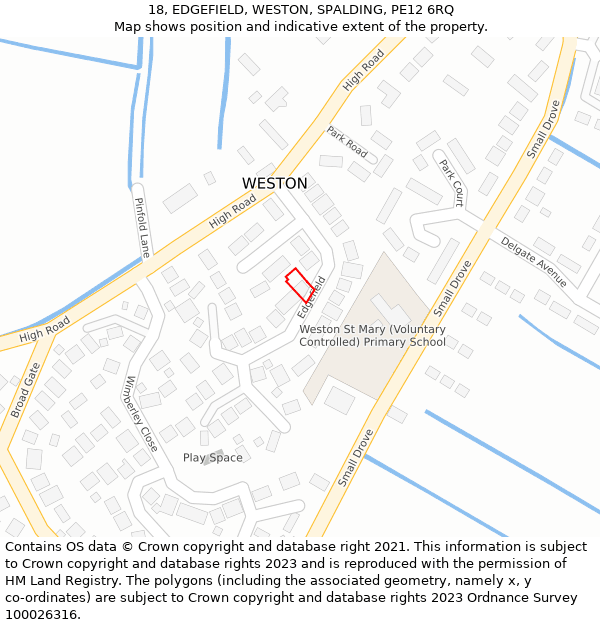 18, EDGEFIELD, WESTON, SPALDING, PE12 6RQ: Location map and indicative extent of plot