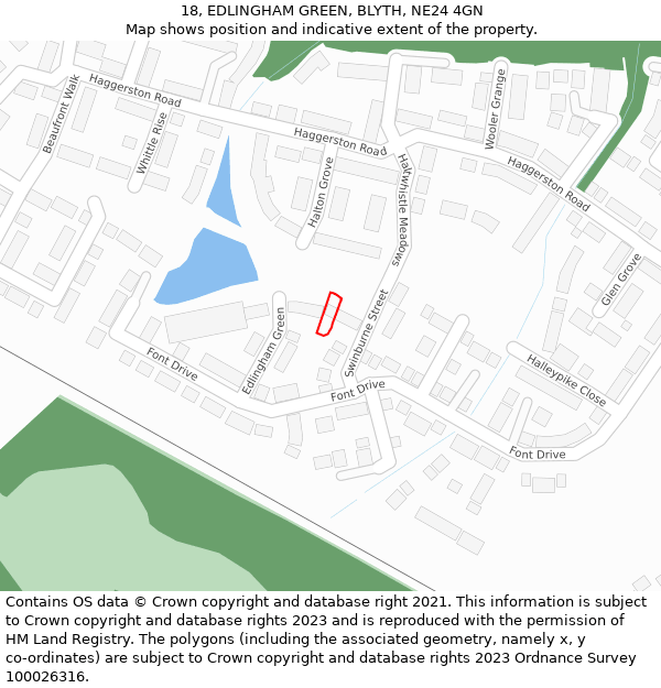 18, EDLINGHAM GREEN, BLYTH, NE24 4GN: Location map and indicative extent of plot