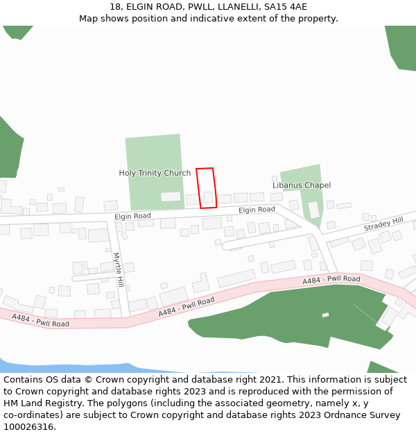 18, ELGIN ROAD, PWLL, LLANELLI, SA15 4AE: Location map and indicative extent of plot