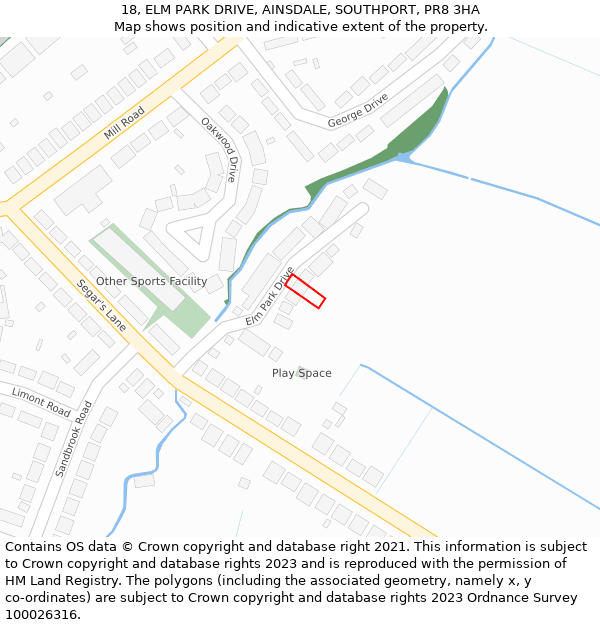 18, ELM PARK DRIVE, AINSDALE, SOUTHPORT, PR8 3HA: Location map and indicative extent of plot