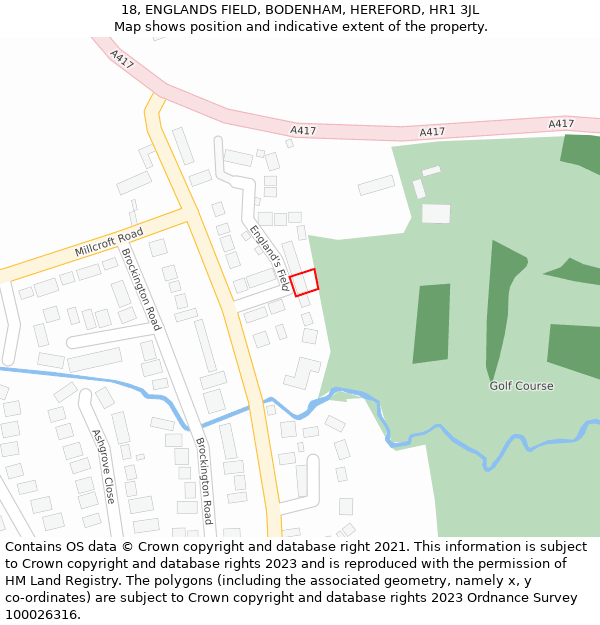 18, ENGLANDS FIELD, BODENHAM, HEREFORD, HR1 3JL: Location map and indicative extent of plot