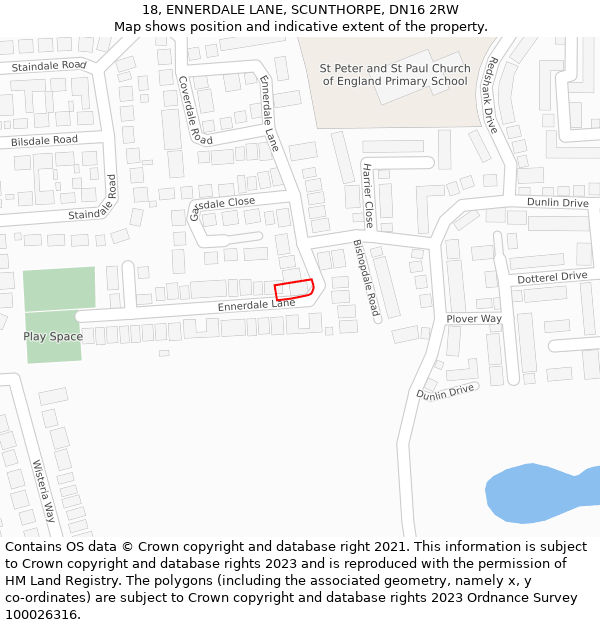 18, ENNERDALE LANE, SCUNTHORPE, DN16 2RW: Location map and indicative extent of plot