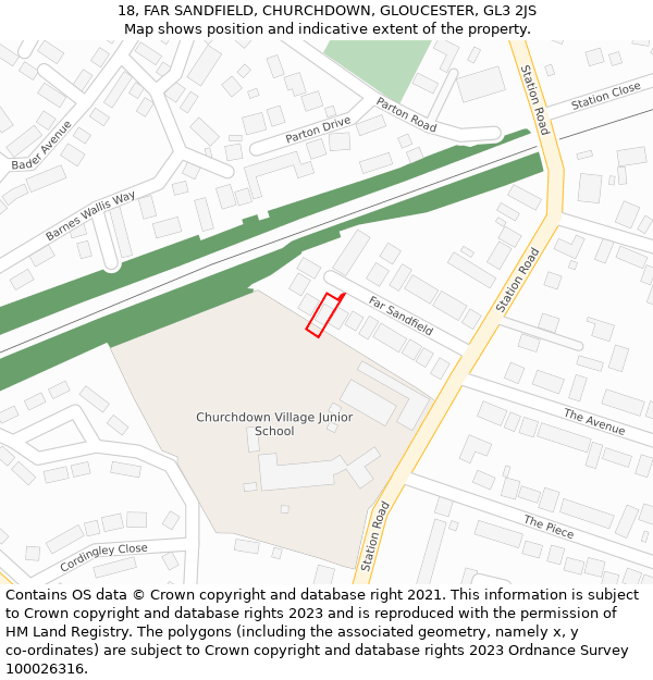 18, FAR SANDFIELD, CHURCHDOWN, GLOUCESTER, GL3 2JS: Location map and indicative extent of plot