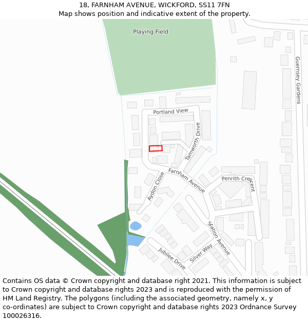 18, FARNHAM AVENUE, WICKFORD, SS11 7FN: Location map and indicative extent of plot