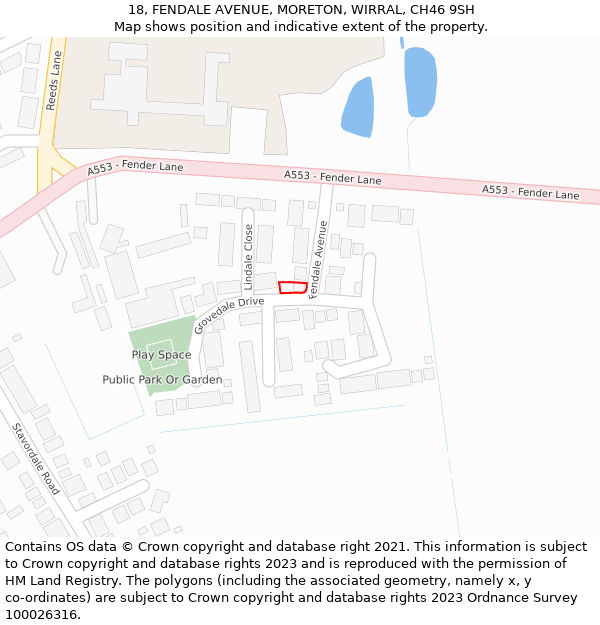 18, FENDALE AVENUE, MORETON, WIRRAL, CH46 9SH: Location map and indicative extent of plot