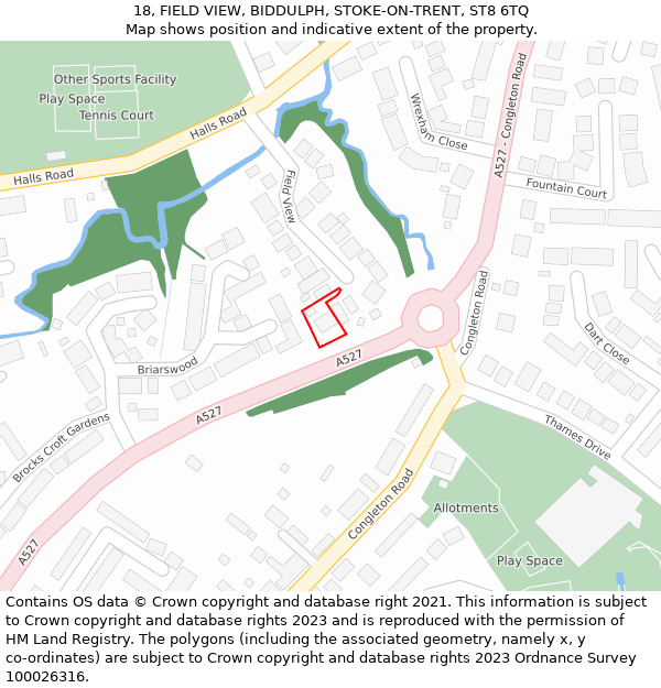 18, FIELD VIEW, BIDDULPH, STOKE-ON-TRENT, ST8 6TQ: Location map and indicative extent of plot