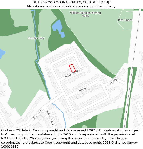 18, FIRSWOOD MOUNT, GATLEY, CHEADLE, SK8 4JZ: Location map and indicative extent of plot