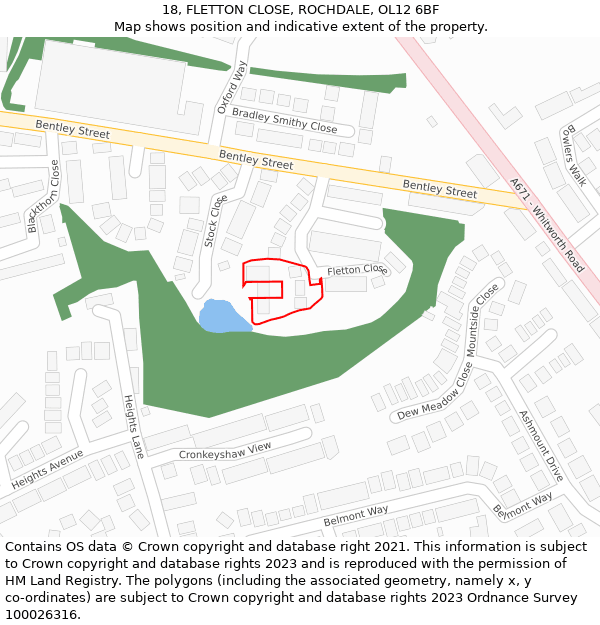 18, FLETTON CLOSE, ROCHDALE, OL12 6BF: Location map and indicative extent of plot