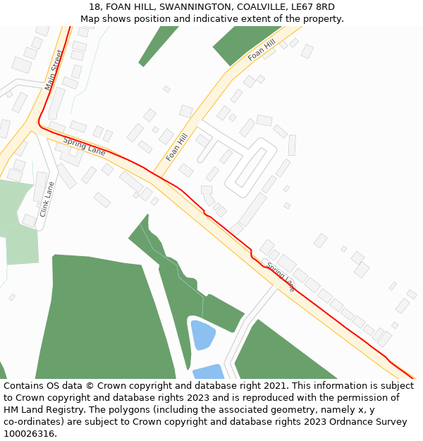 18, FOAN HILL, SWANNINGTON, COALVILLE, LE67 8RD: Location map and indicative extent of plot