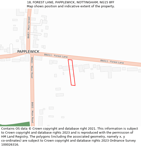 18, FOREST LANE, PAPPLEWICK, NOTTINGHAM, NG15 8FF: Location map and indicative extent of plot