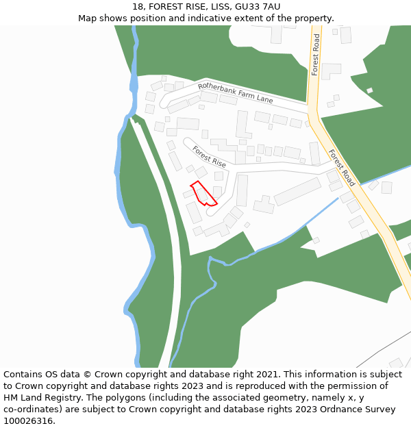 18, FOREST RISE, LISS, GU33 7AU: Location map and indicative extent of plot
