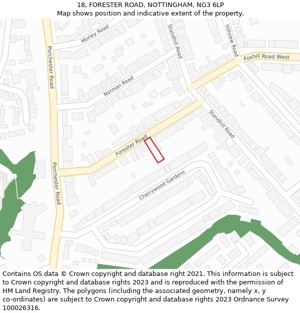 18, FORESTER ROAD, NOTTINGHAM, NG3 6LP: Location map and indicative extent of plot