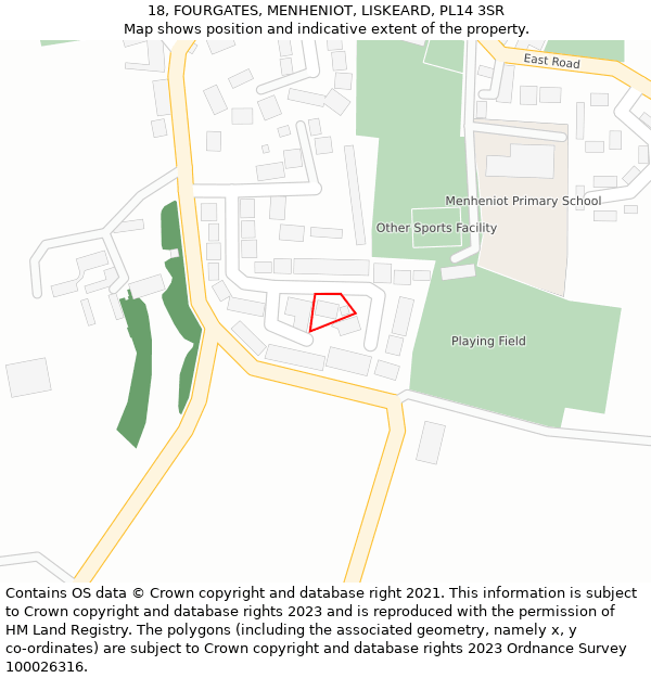 18, FOURGATES, MENHENIOT, LISKEARD, PL14 3SR: Location map and indicative extent of plot