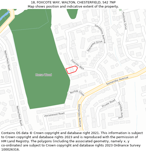 18, FOXCOTE WAY, WALTON, CHESTERFIELD, S42 7NP: Location map and indicative extent of plot