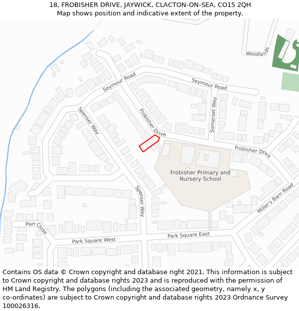 18, FROBISHER DRIVE, JAYWICK, CLACTON-ON-SEA, CO15 2QH: Location map and indicative extent of plot