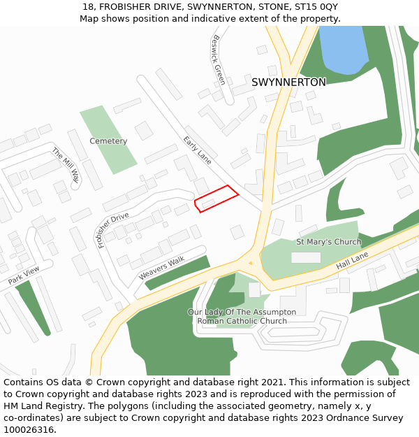 18, FROBISHER DRIVE, SWYNNERTON, STONE, ST15 0QY: Location map and indicative extent of plot