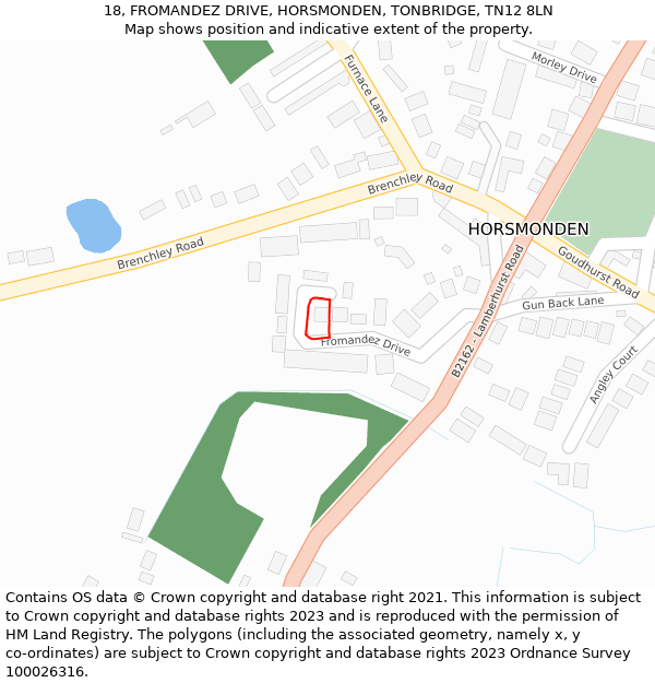 18, FROMANDEZ DRIVE, HORSMONDEN, TONBRIDGE, TN12 8LN: Location map and indicative extent of plot