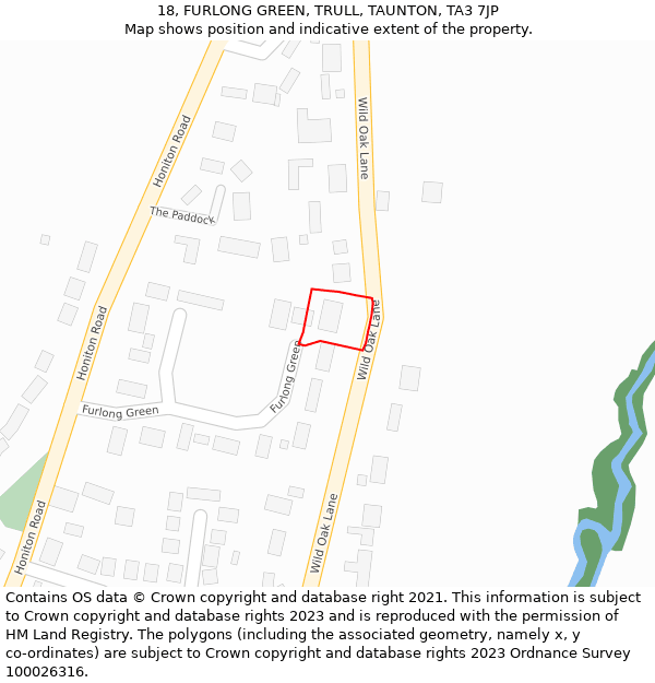 18, FURLONG GREEN, TRULL, TAUNTON, TA3 7JP: Location map and indicative extent of plot