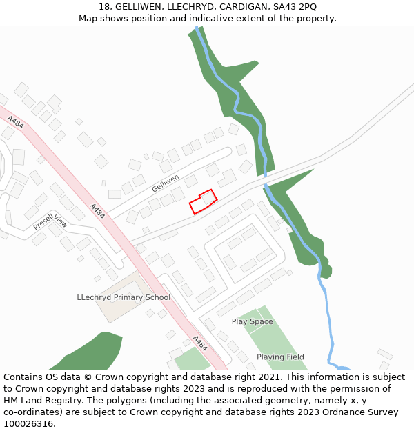 18, GELLIWEN, LLECHRYD, CARDIGAN, SA43 2PQ: Location map and indicative extent of plot