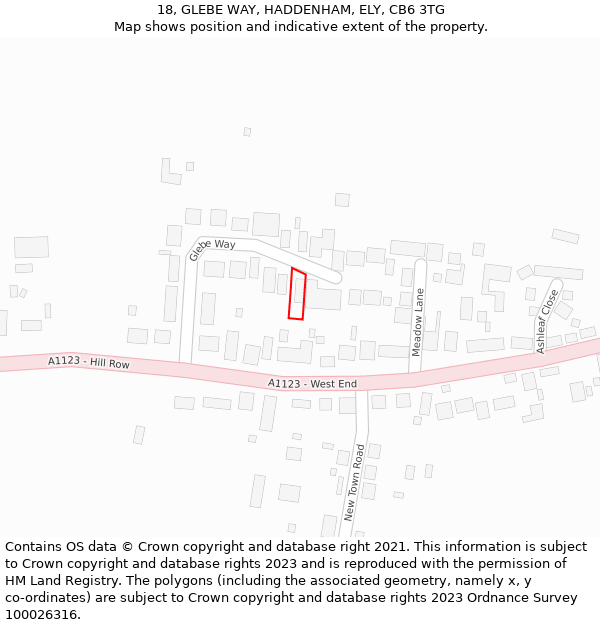 18, GLEBE WAY, HADDENHAM, ELY, CB6 3TG: Location map and indicative extent of plot