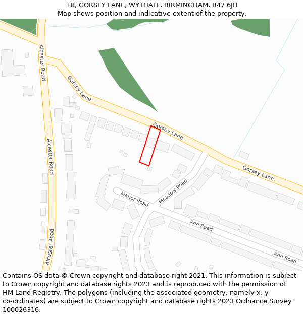 18, GORSEY LANE, WYTHALL, BIRMINGHAM, B47 6JH: Location map and indicative extent of plot
