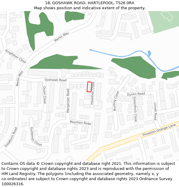 18, GOSHAWK ROAD, HARTLEPOOL, TS26 0RA: Location map and indicative extent of plot