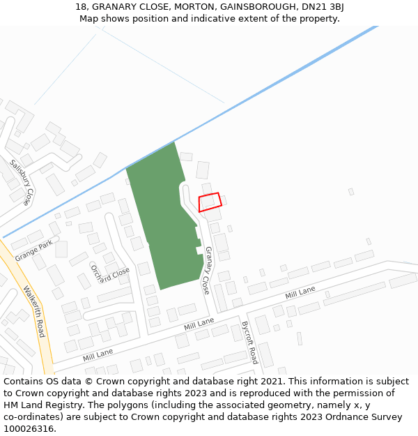 18, GRANARY CLOSE, MORTON, GAINSBOROUGH, DN21 3BJ: Location map and indicative extent of plot