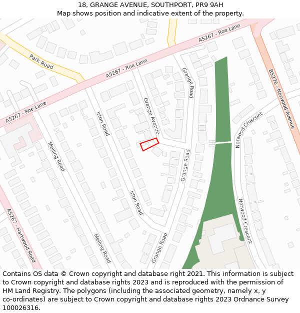 18, GRANGE AVENUE, SOUTHPORT, PR9 9AH: Location map and indicative extent of plot