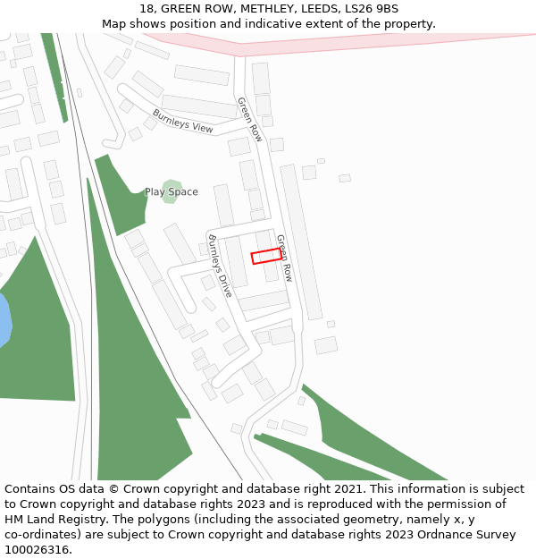 18, GREEN ROW, METHLEY, LEEDS, LS26 9BS: Location map and indicative extent of plot