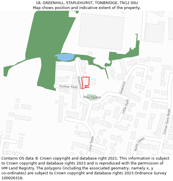 18, GREENHILL, STAPLEHURST, TONBRIDGE, TN12 0SU: Location map and indicative extent of plot