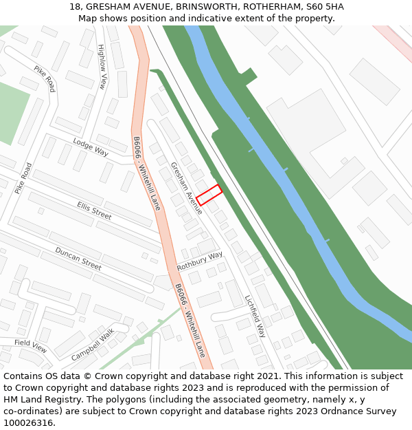 18, GRESHAM AVENUE, BRINSWORTH, ROTHERHAM, S60 5HA: Location map and indicative extent of plot