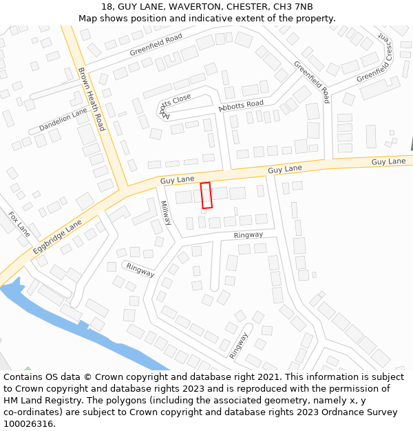 18, GUY LANE, WAVERTON, CHESTER, CH3 7NB: Location map and indicative extent of plot