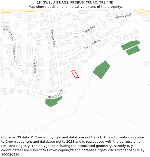 18, GWEL AN NANS, PROBUS, TRURO, TR2 4ND: Location map and indicative extent of plot