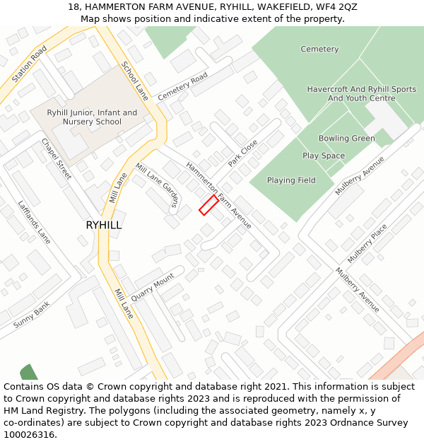 18, HAMMERTON FARM AVENUE, RYHILL, WAKEFIELD, WF4 2QZ: Location map and indicative extent of plot