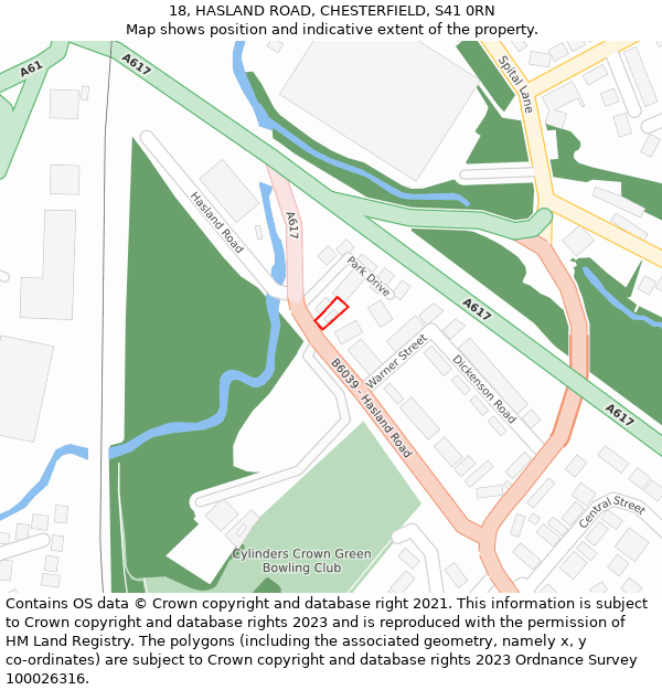 18, HASLAND ROAD, CHESTERFIELD, S41 0RN: Location map and indicative extent of plot