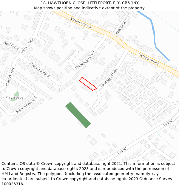 18, HAWTHORN CLOSE, LITTLEPORT, ELY, CB6 1NY: Location map and indicative extent of plot